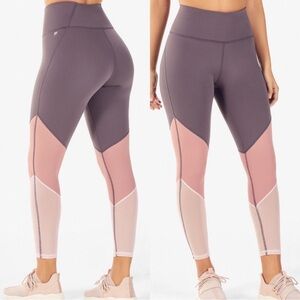 Fabletics Zone High-Waisted 7/8 Compression Legging Shadow/Rosebloom/Petal Sz M